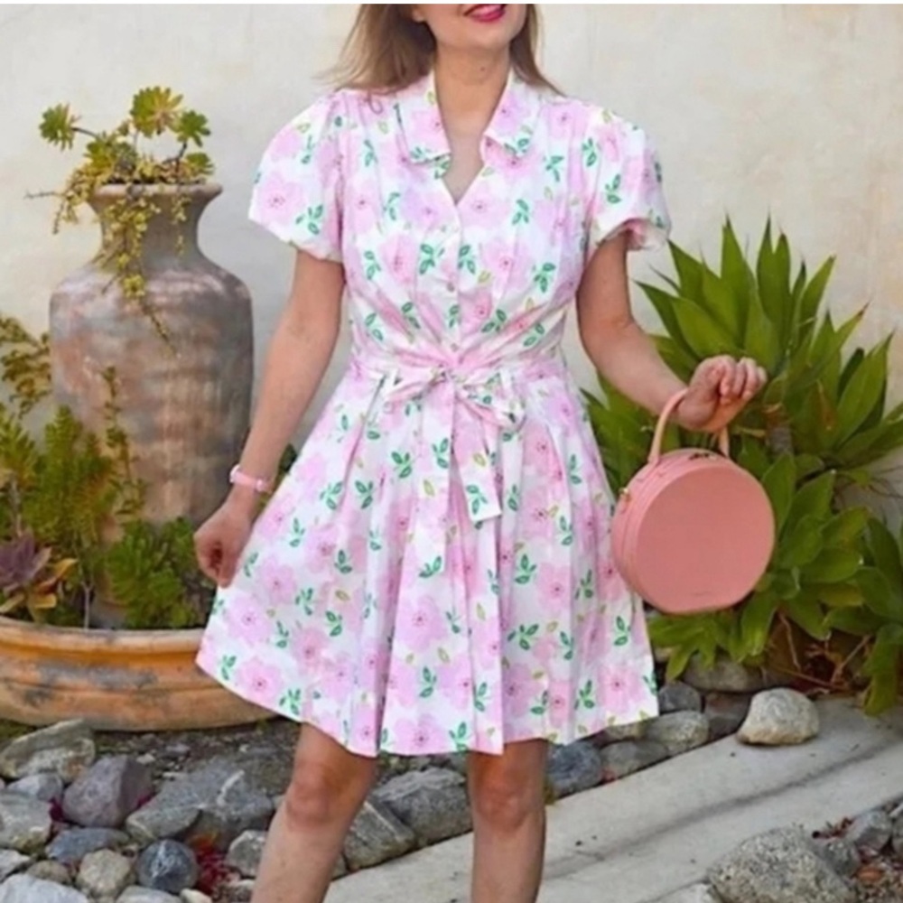 NWT Draper James Puff Sleeve Shirt Dress, Large